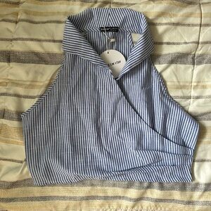 Stripped print crop blouse